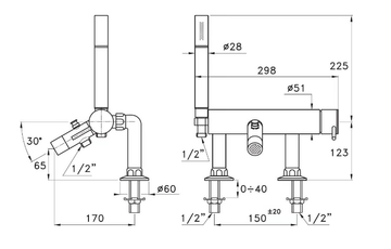 LUCILLA 3267RG306 - 2 hole bathtub mixer with diverter by RUBINETTERIE STELLA - view 3